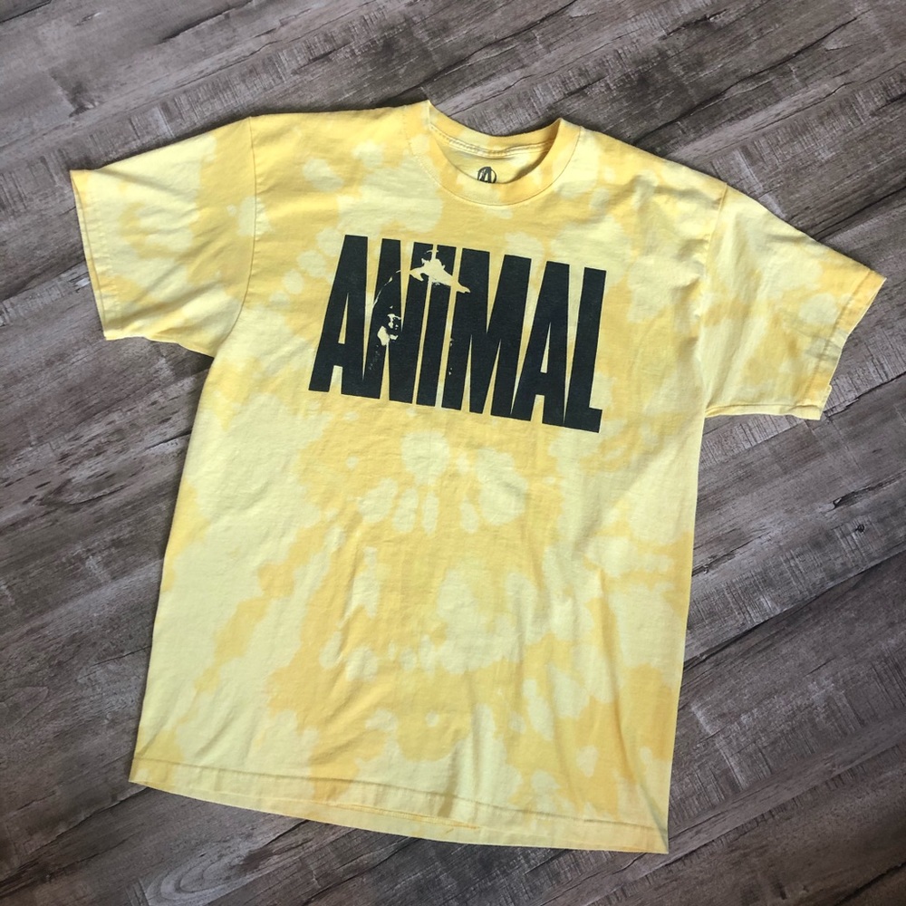Animal Yellow XL Short Sleeve T-shirt Upcycled Dye